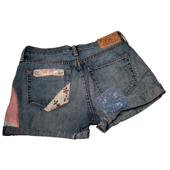 Polo Ralph Lauren Very Boyfriend Jean Shorts Size 25 Denim Patchwork Distressed - Picture 2 of 16